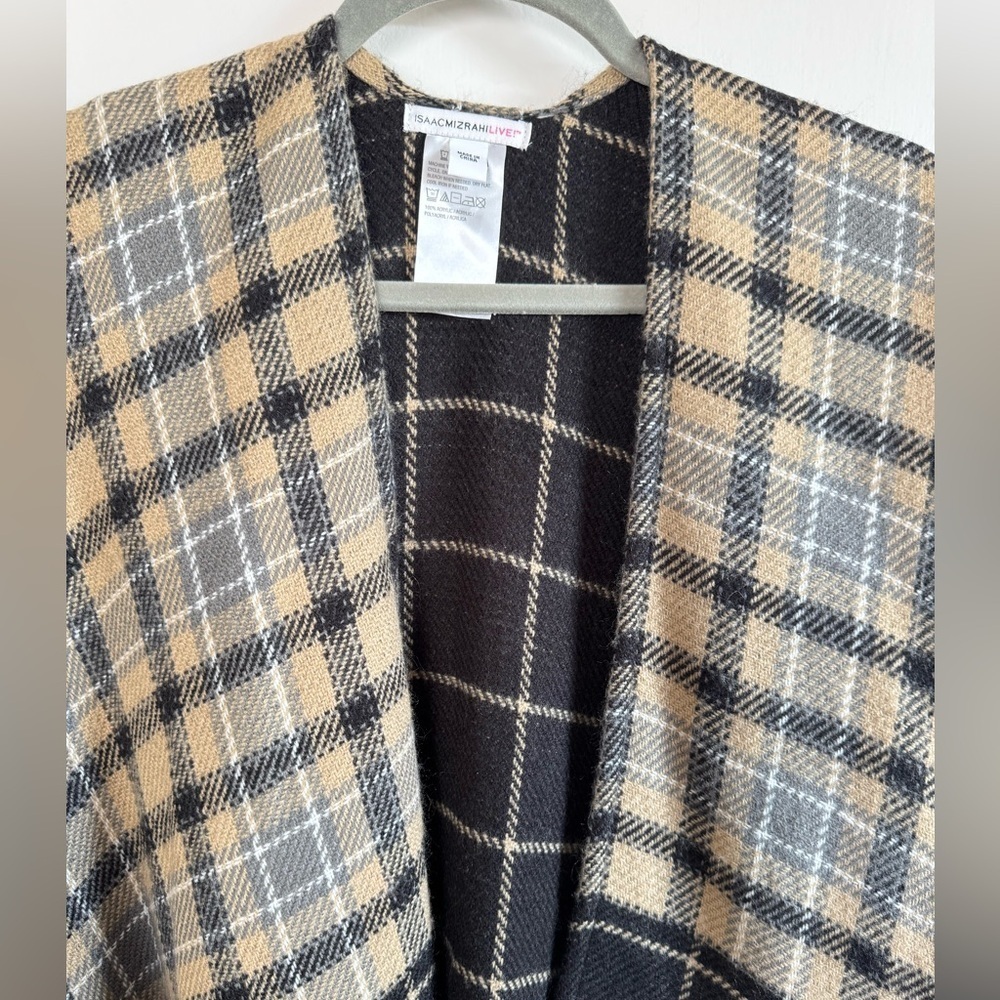 Plaid Fringe Poncho - Picture 3 of 3